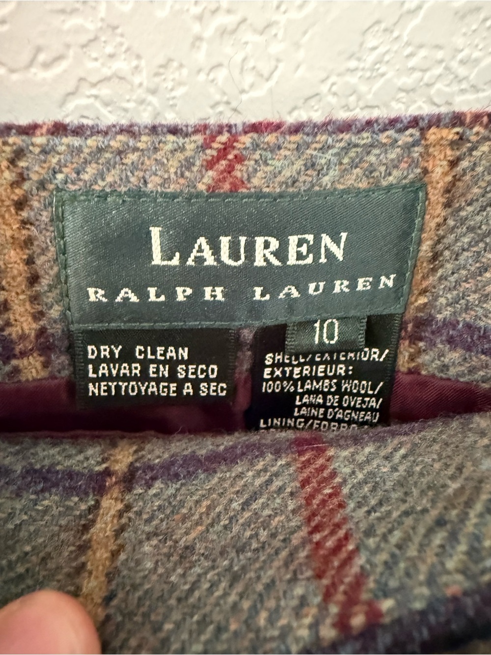 Ralph Lauren Burgundy and Olive Plaid Fringe Wrap Midi Skirt - Picture 4 of 5